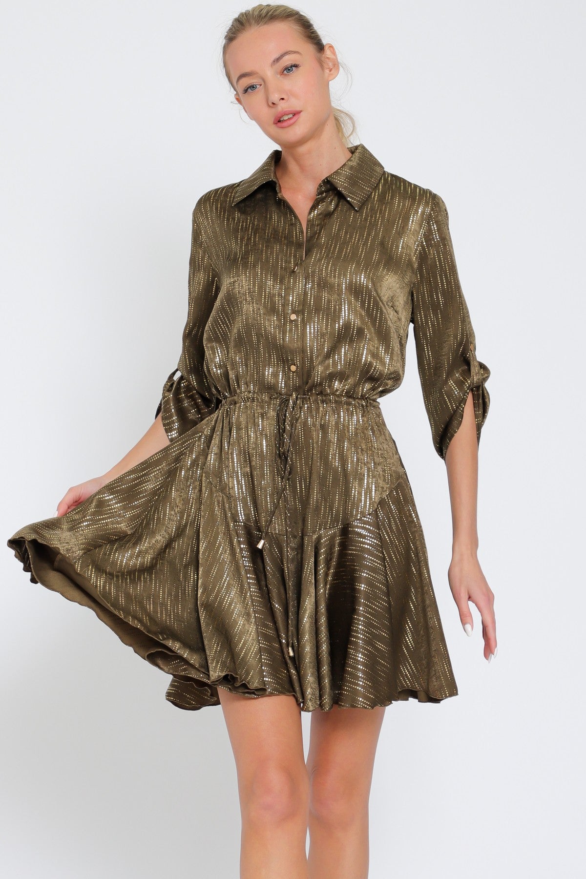 Olive and Gold Shimmer Dress