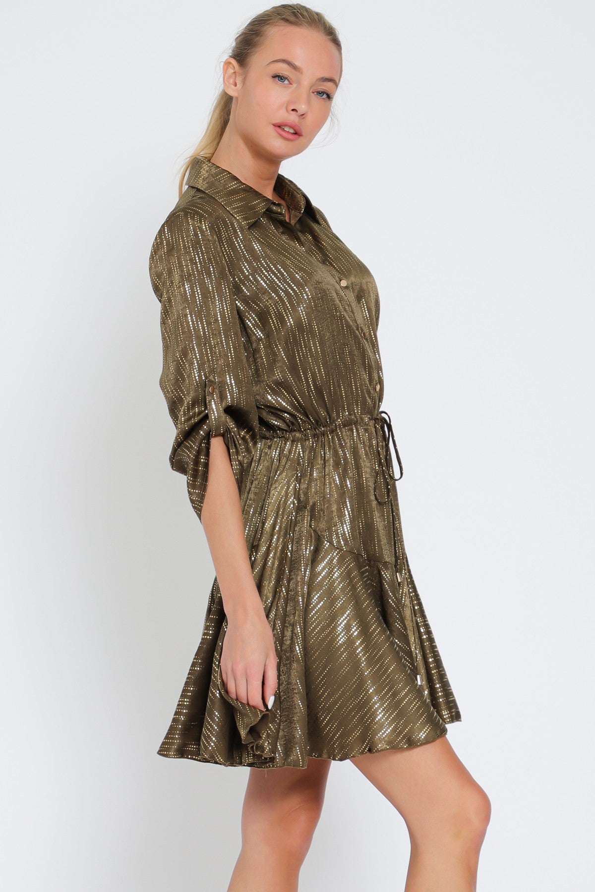 Olive and Gold Shimmer Dress