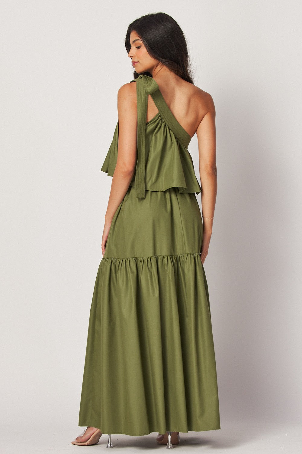 Olive One-Shoulder Maxi Dress