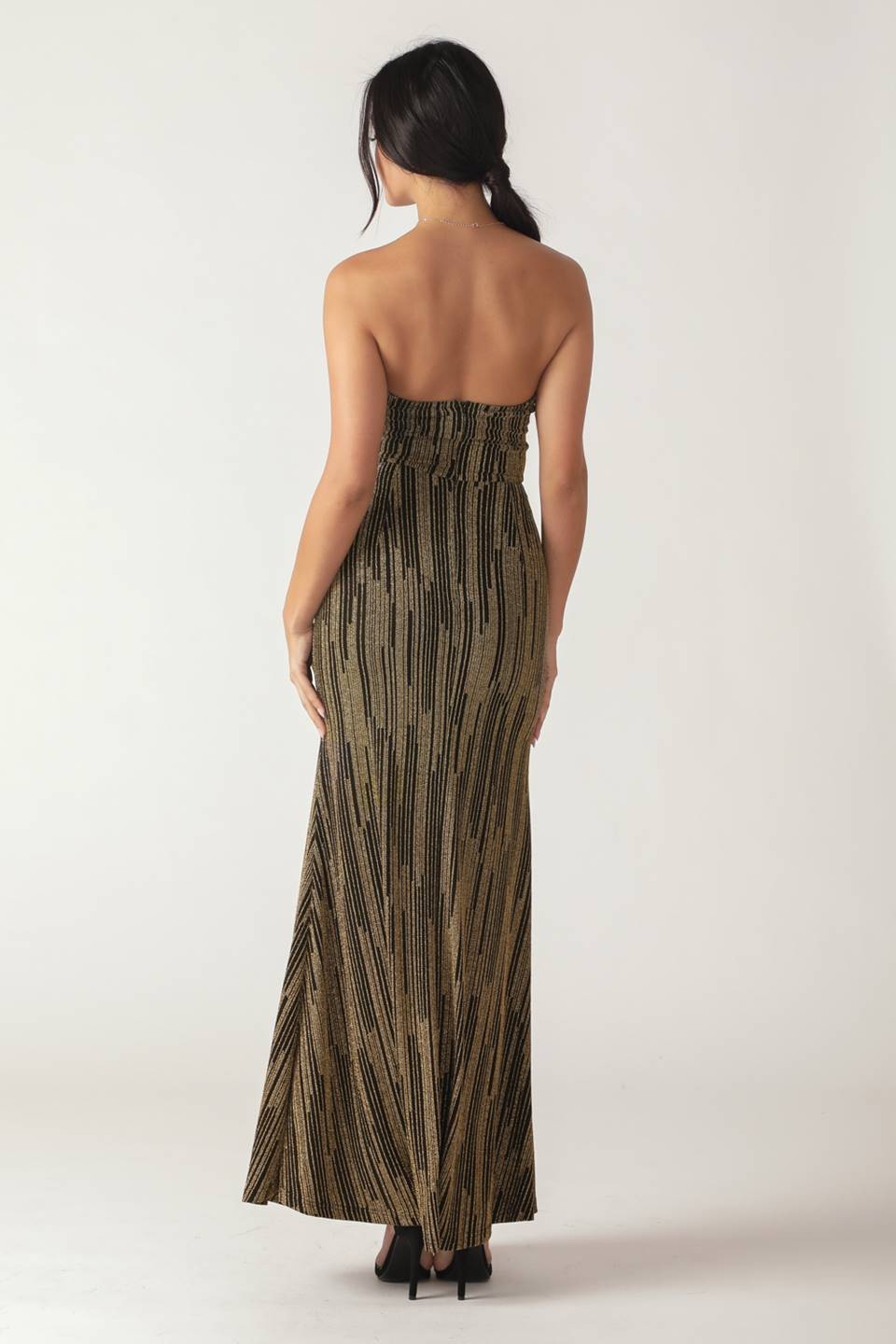 Black and Gold Metallic Maxi Dress
