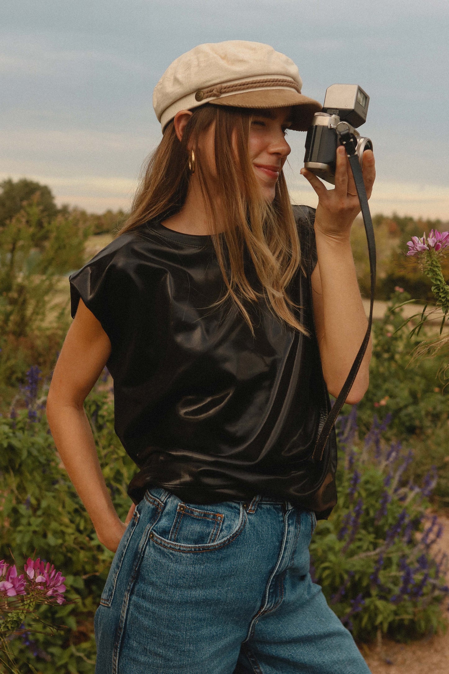 Black Metallic Muscle Tee