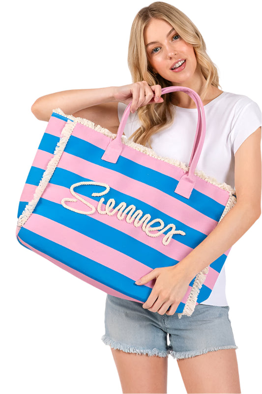 Summer Stripped Bag Blue and Pink
