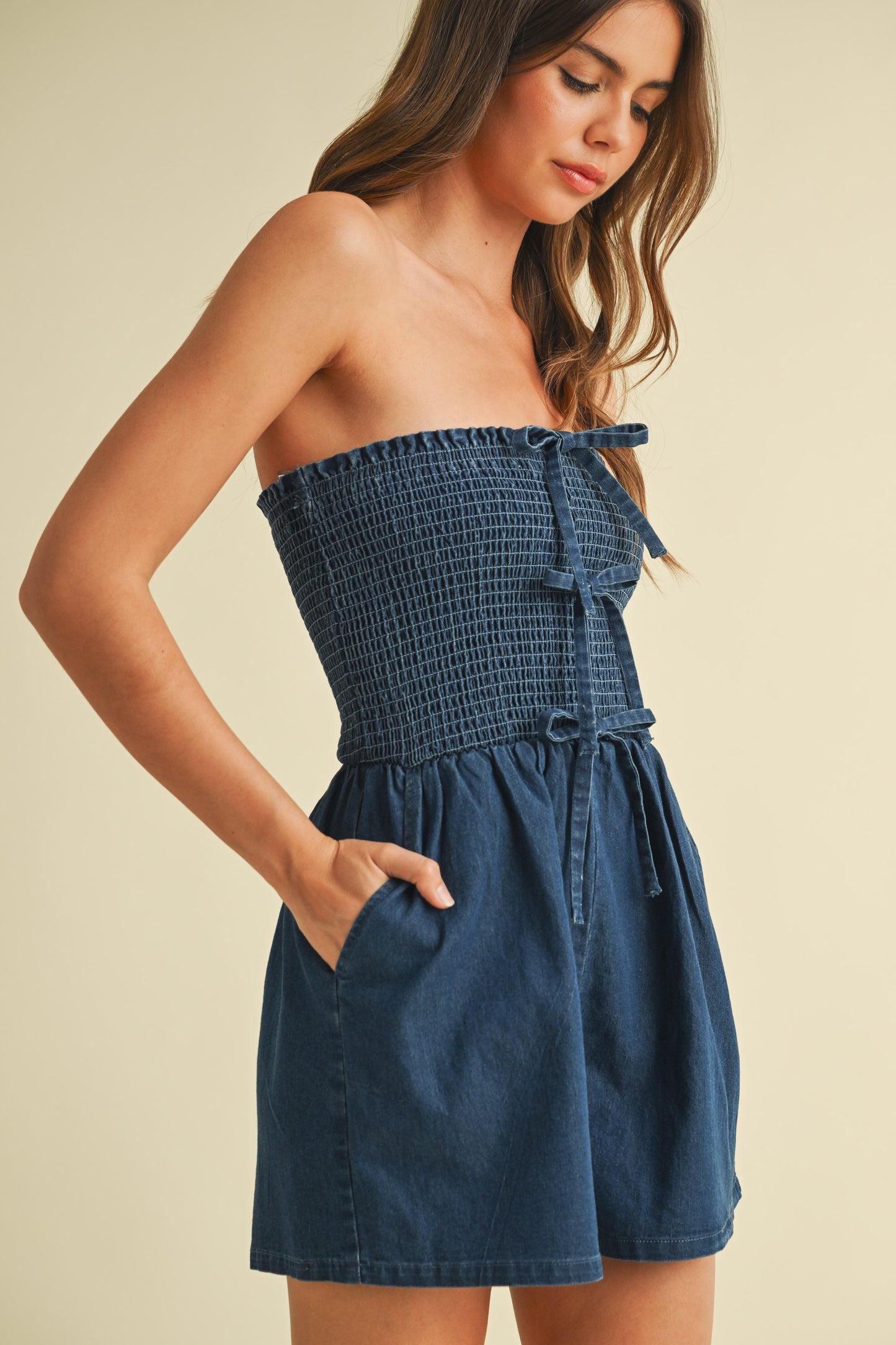 Denim Bow Romper