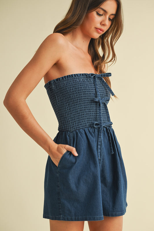 Denim Bow Romper