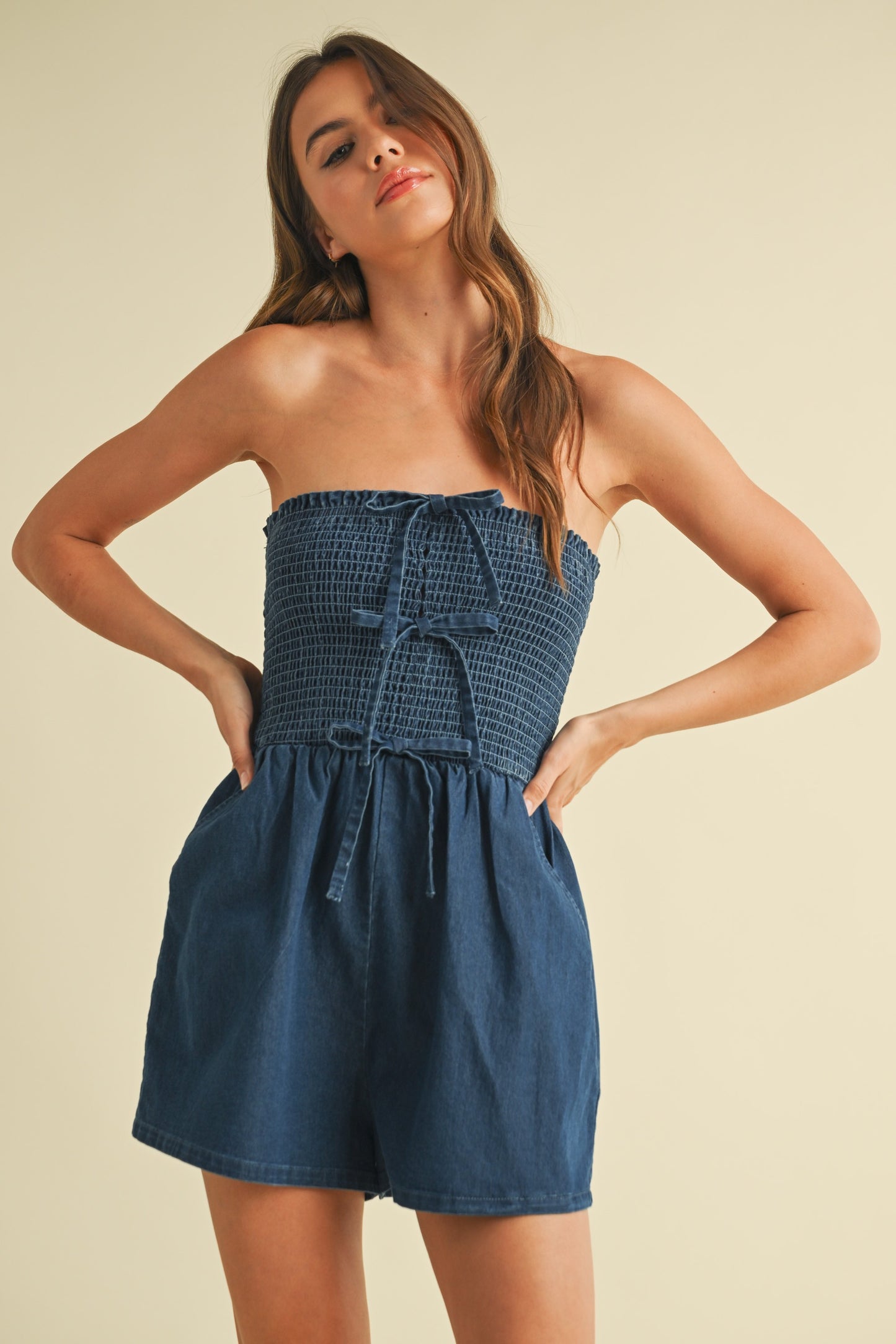 Denim Bow Romper