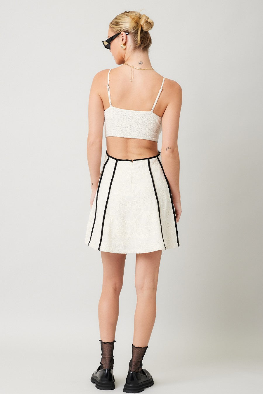 Embroidery Cut Out Back Dress