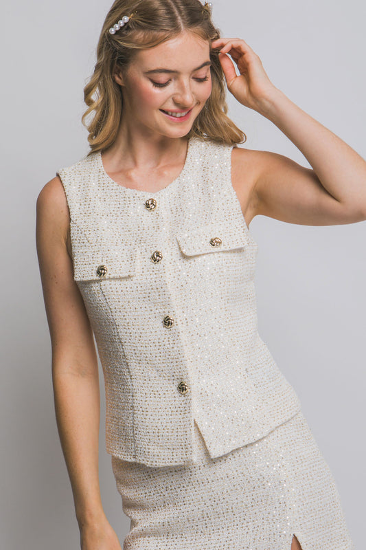 Ivory Sequin Vest