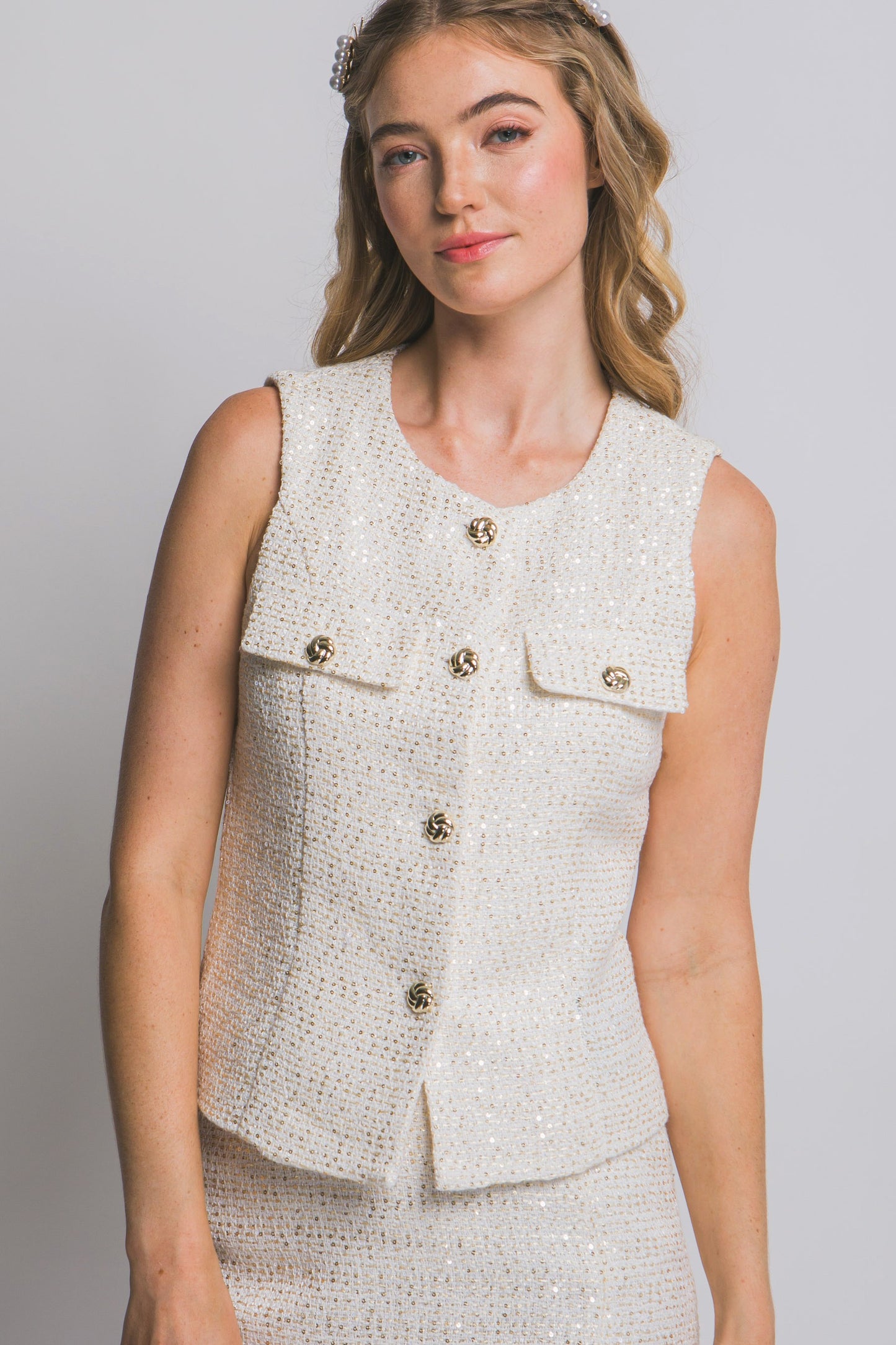 Ivory Sequin Vest