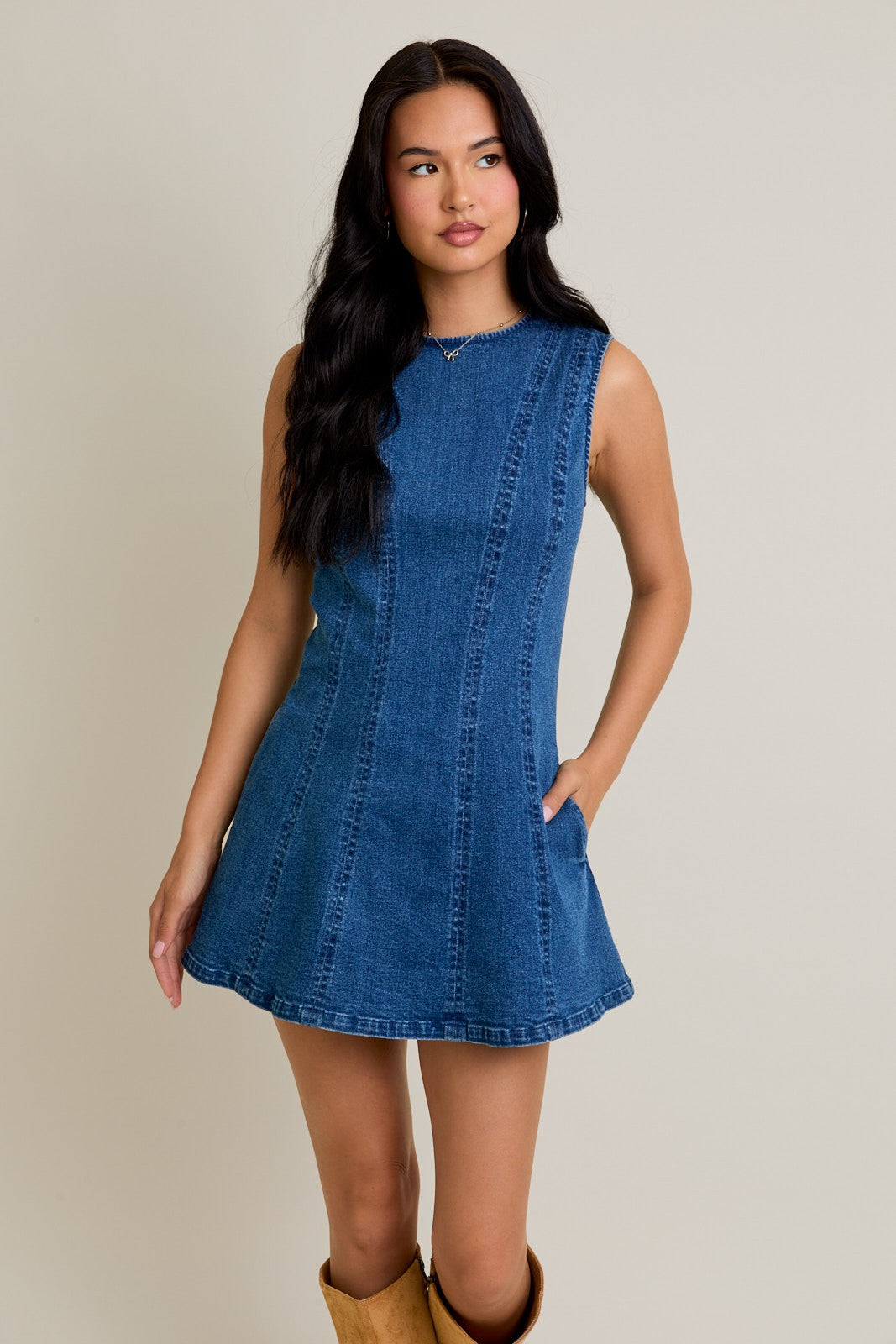 Stretch Denim Mini Dress