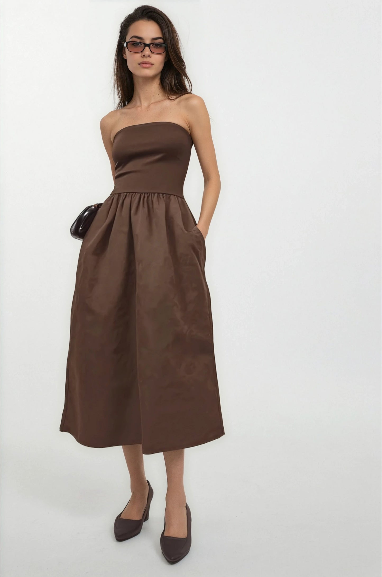 Dark Brown Tube Top Dress