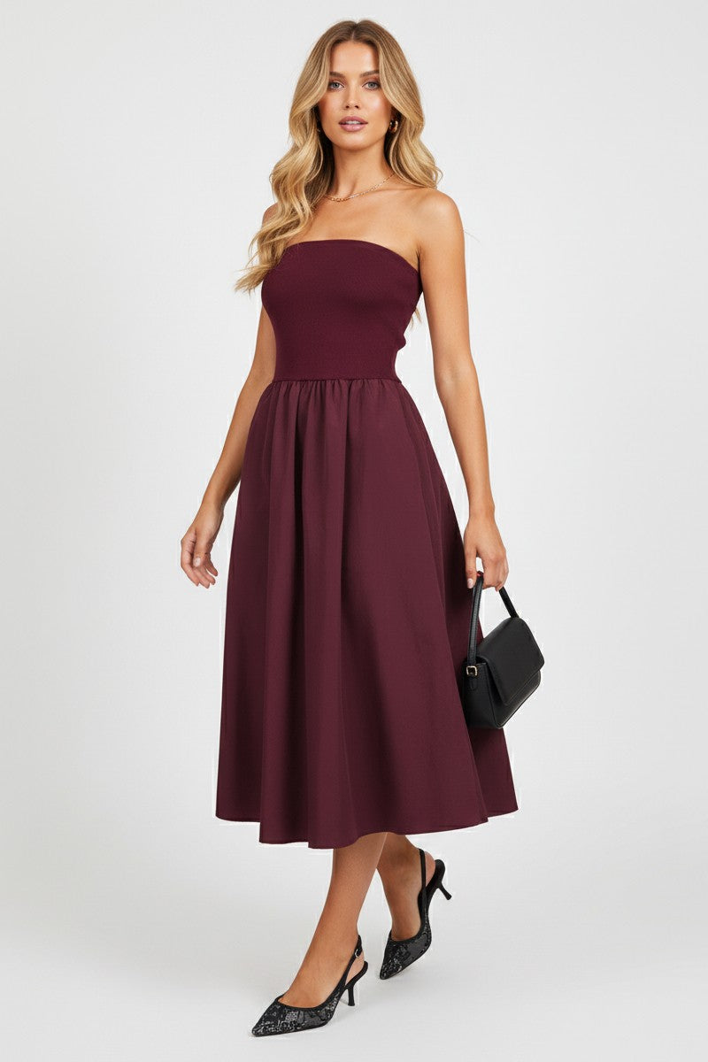 Wine Tube Top Dress