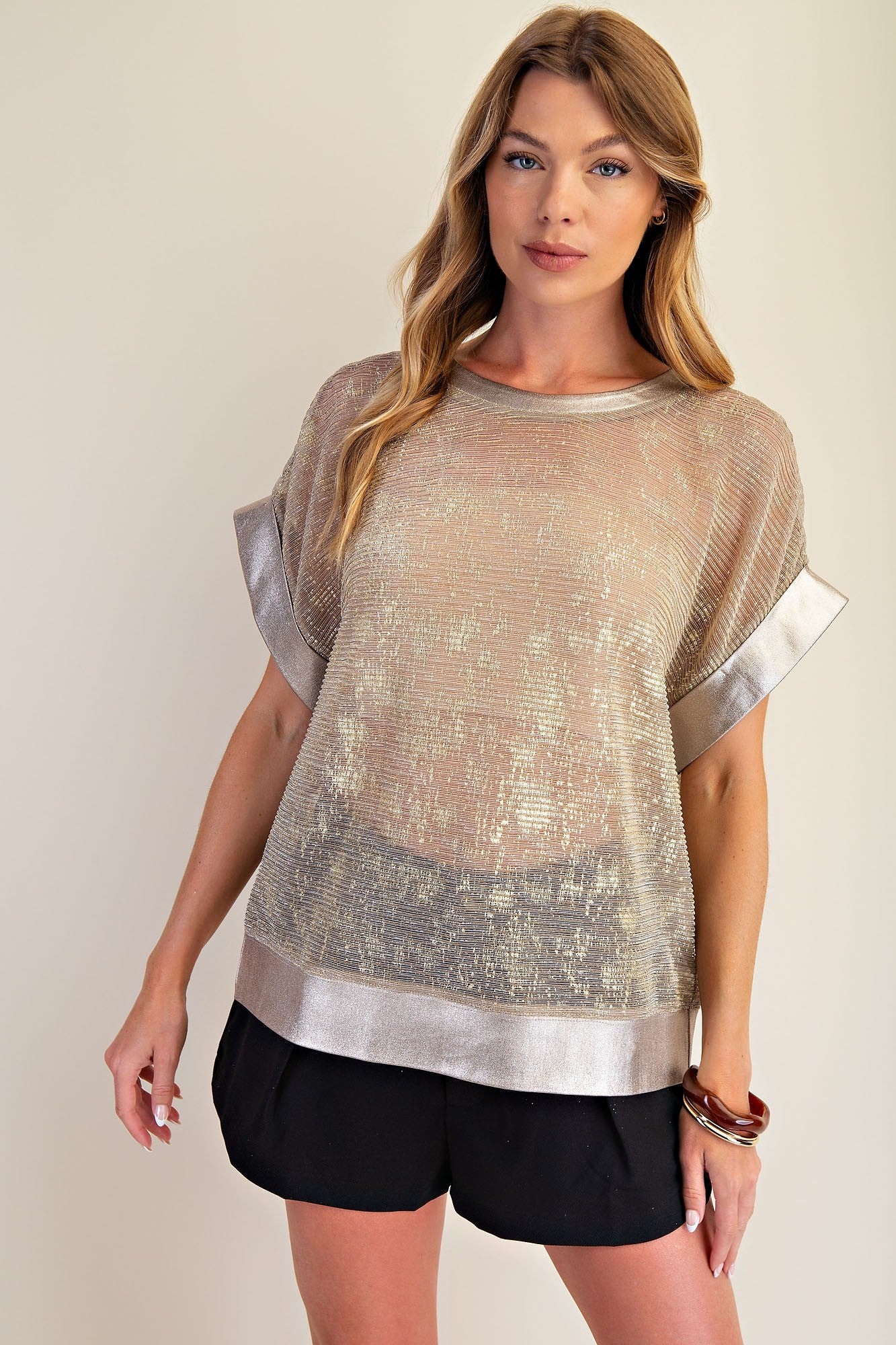 Taupe Shine Shell Top