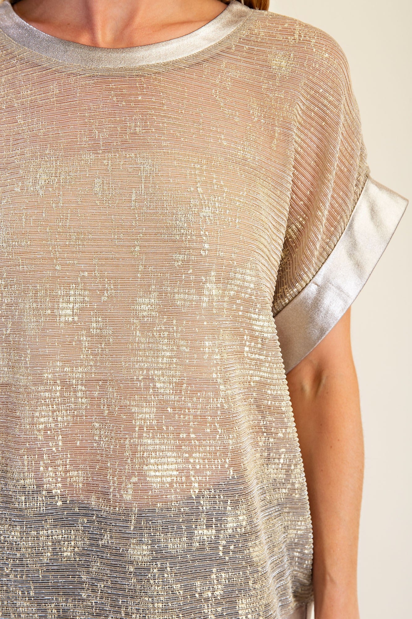 Taupe Shine Shell Top