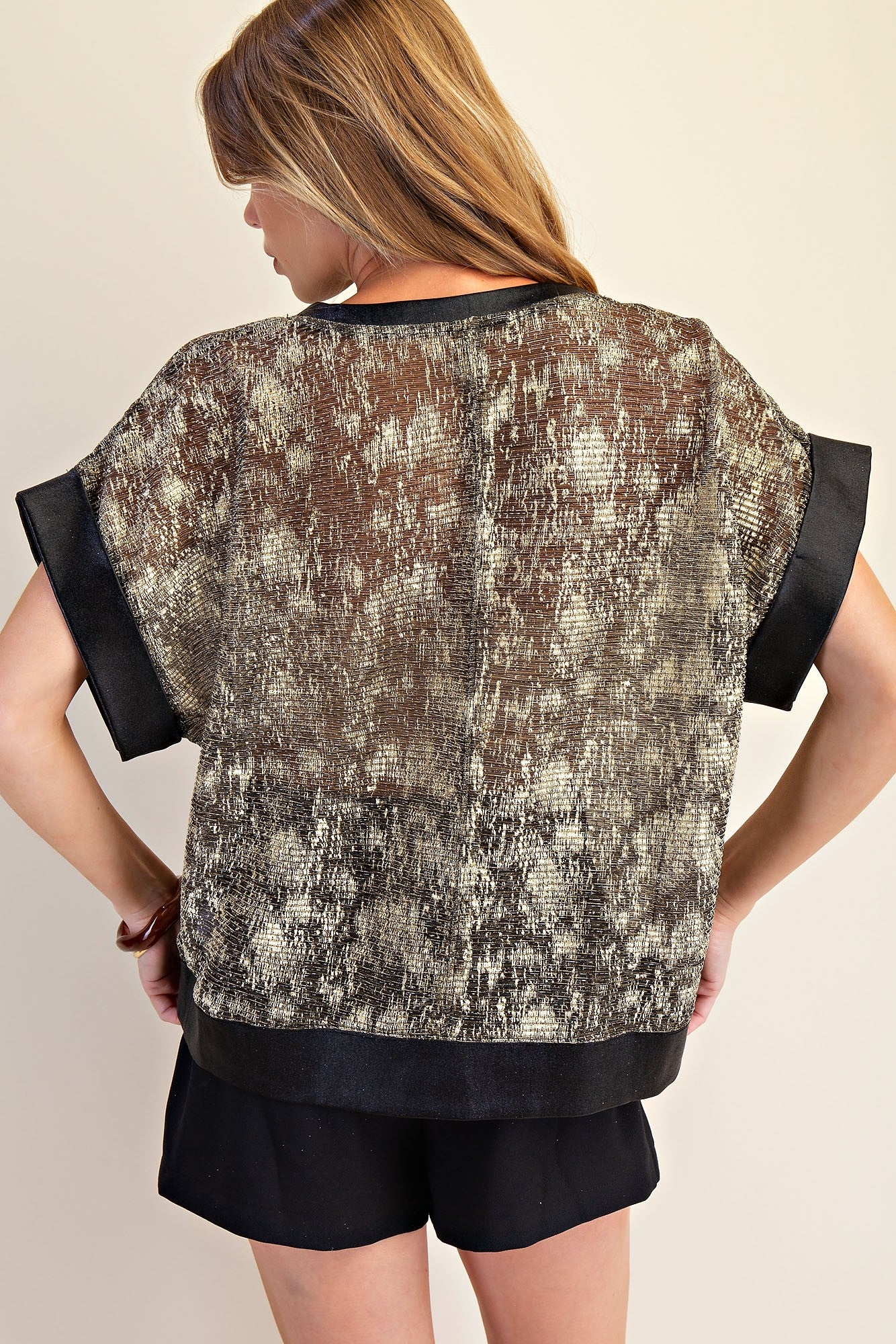 Black Shine Shell Top