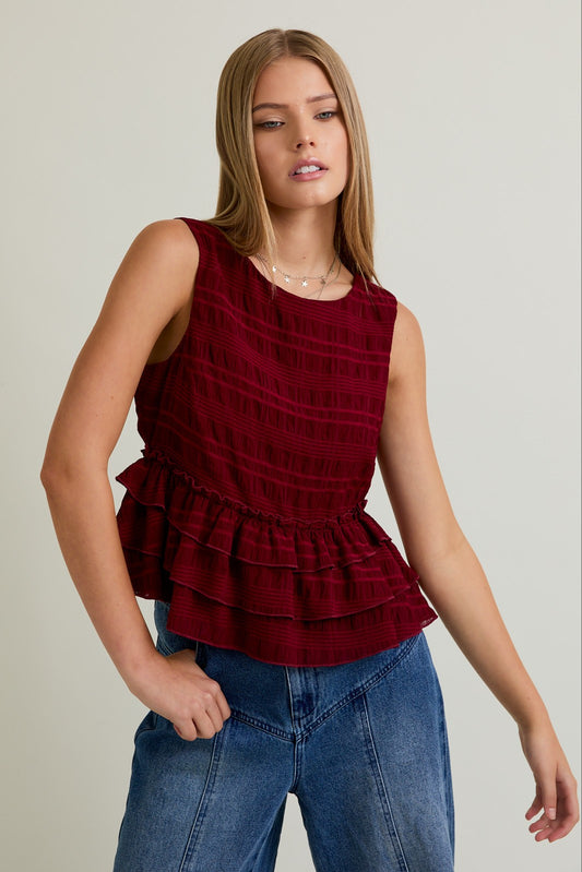 Burgandy Ruffle Top