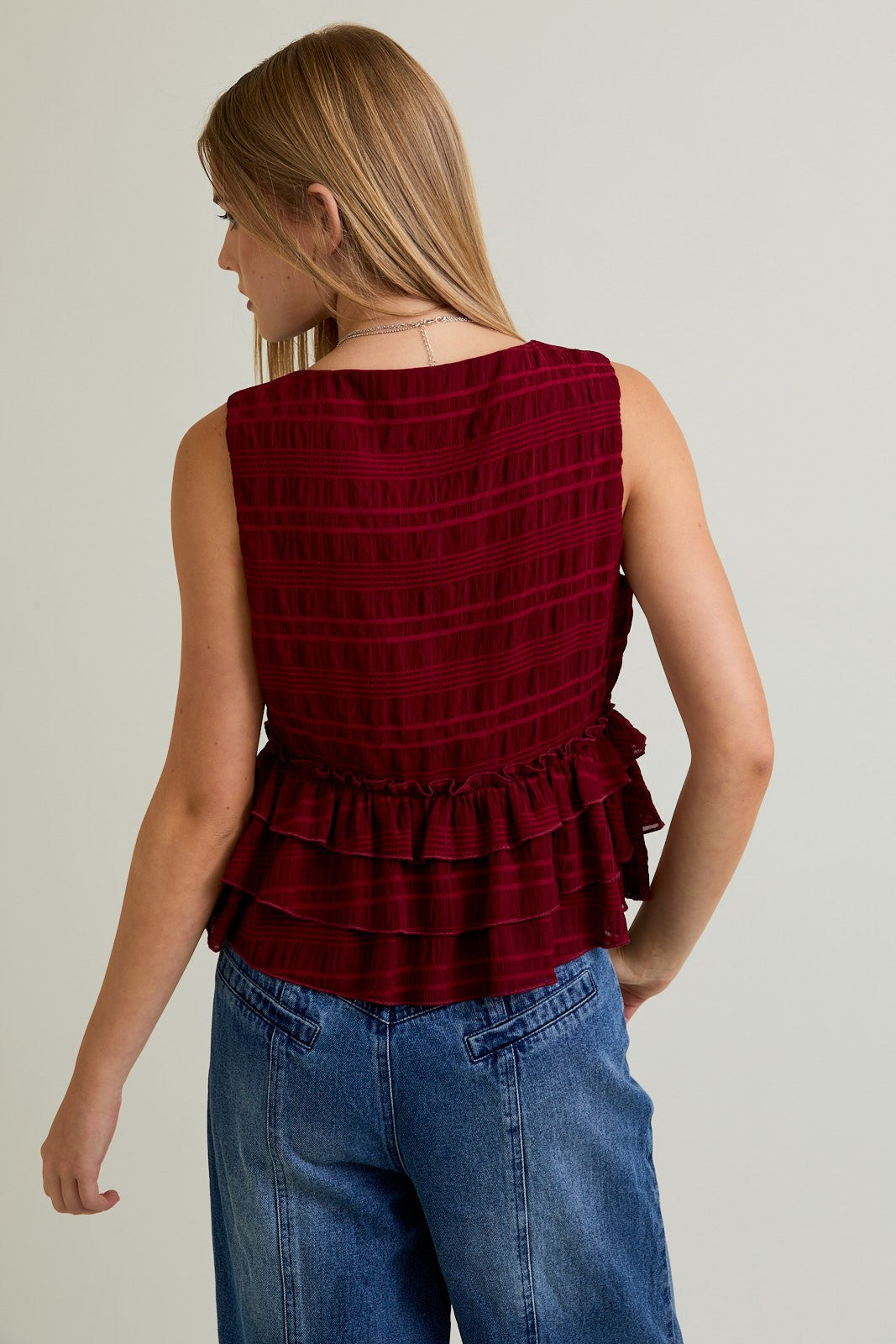 Burgandy Ruffle Top