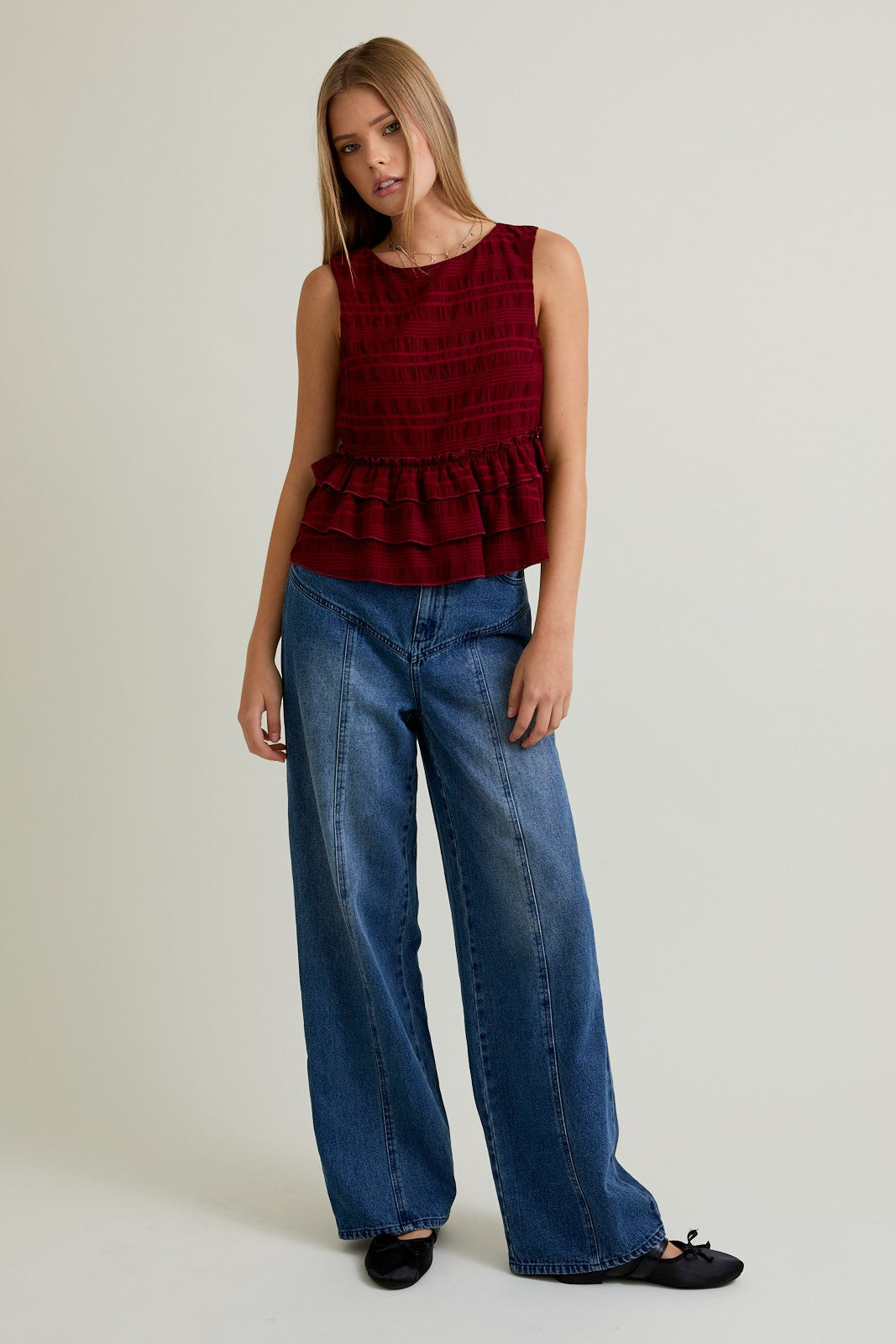 Burgandy Ruffle Top