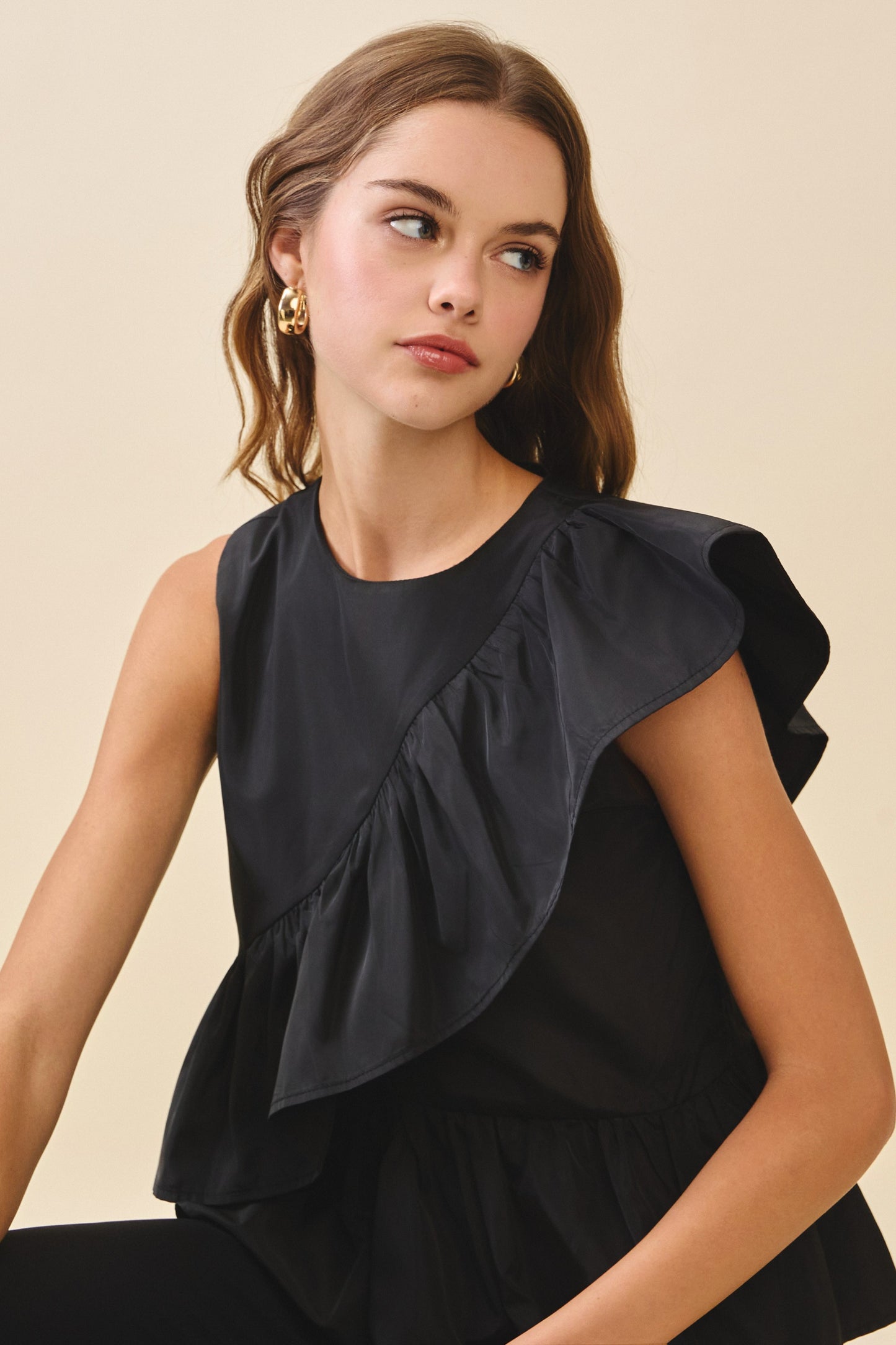 Black Ruffle Top