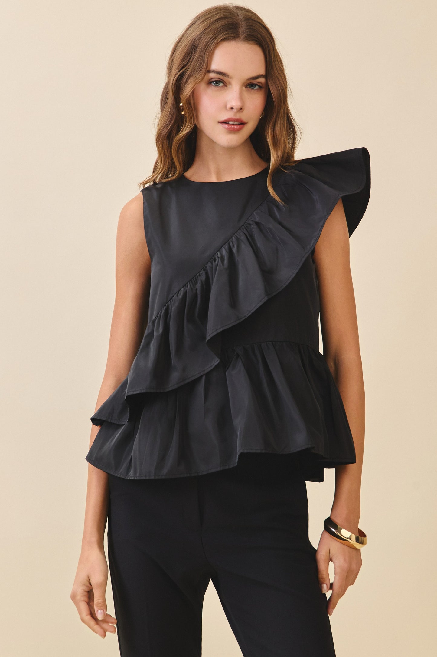 Black Ruffle Top