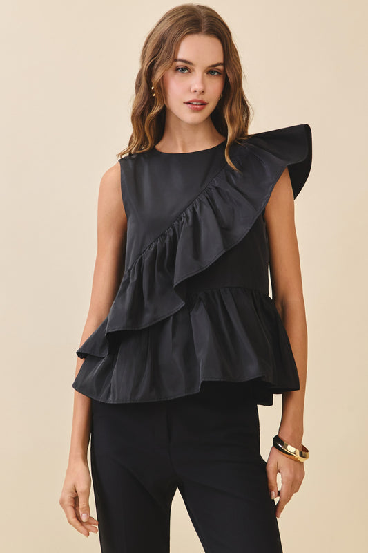 Black Ruffle Top