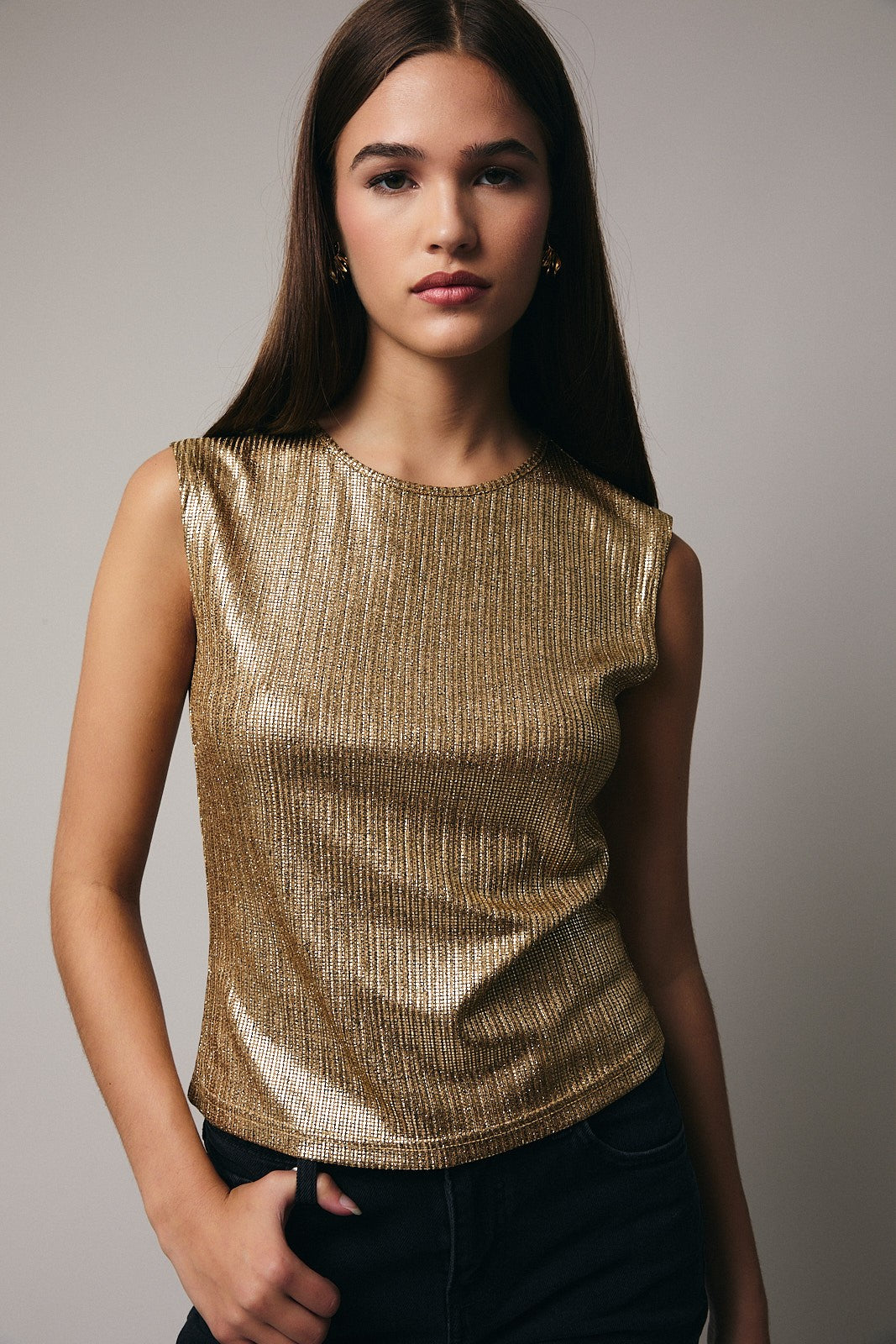 Ellie Glitter Top Gold