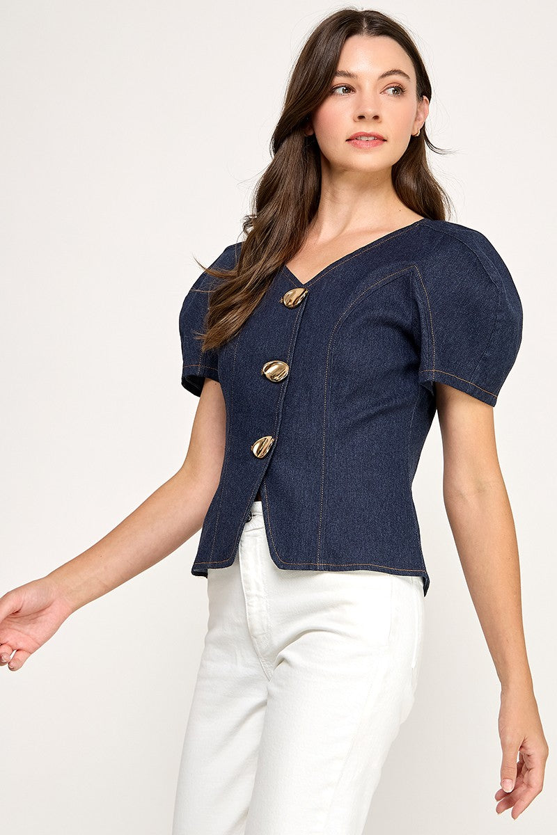 Short Sleeve Denim Top
