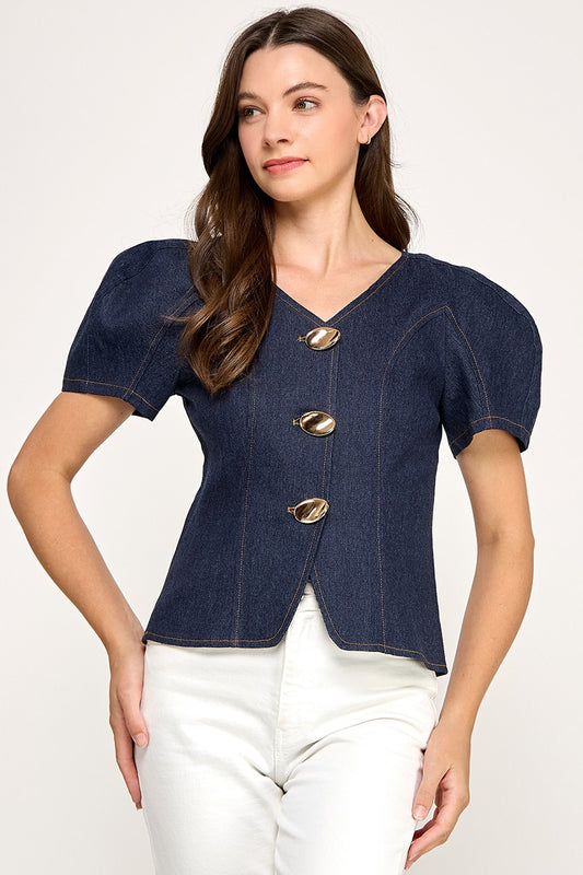 Short Sleeve Denim Top