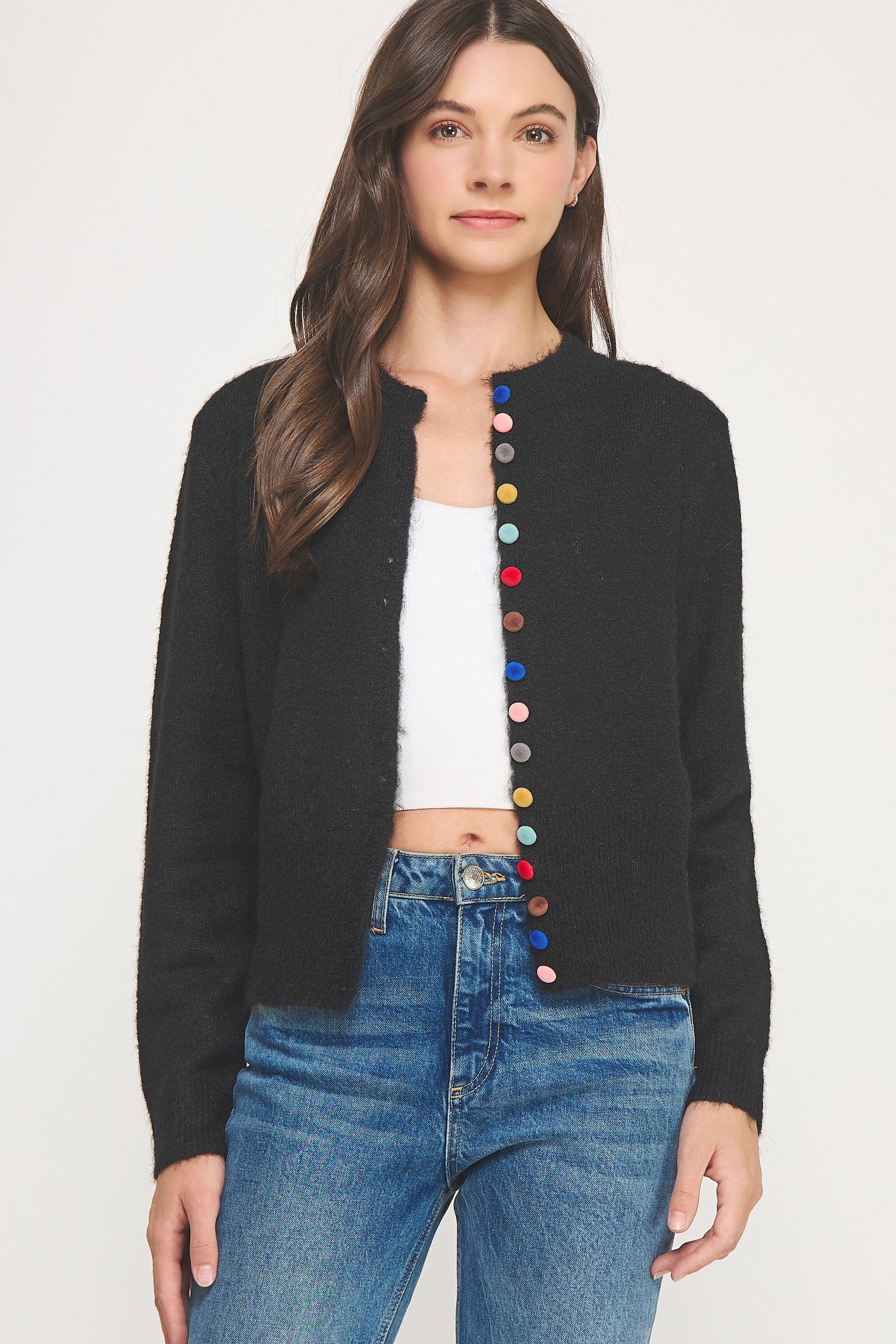 Multi Color Button Knit Cardigan – FLORA