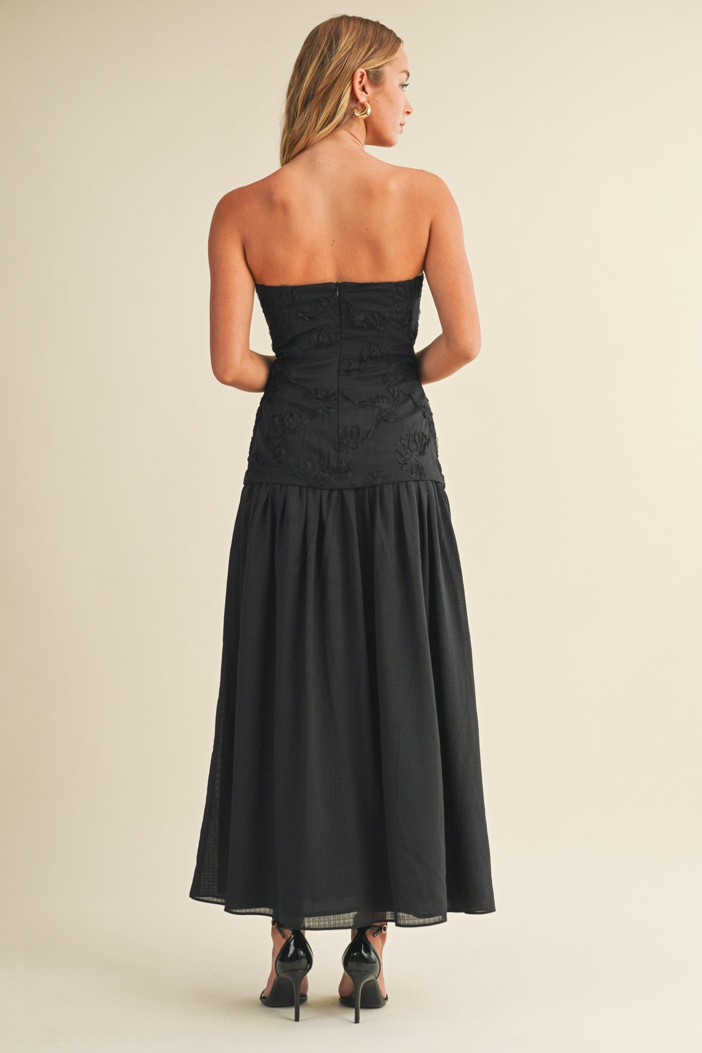 Black Floral Applique Dress