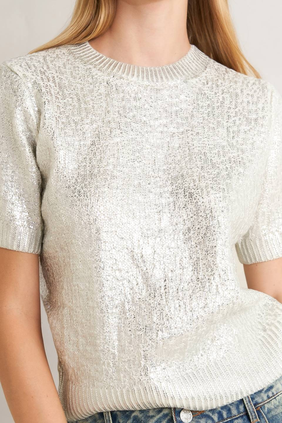 Silver Foiled Sweater Top
