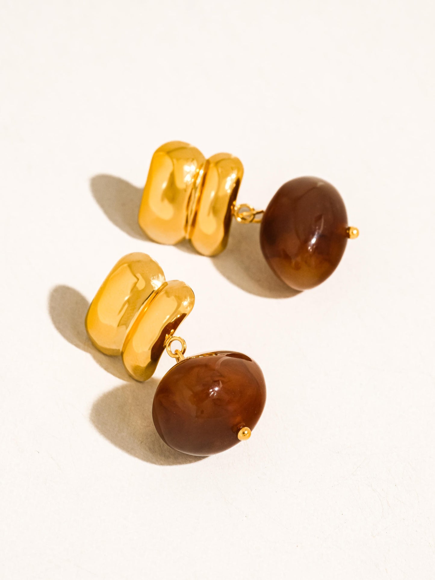 18k Gold Non-tarnish Agate Drop Earrings