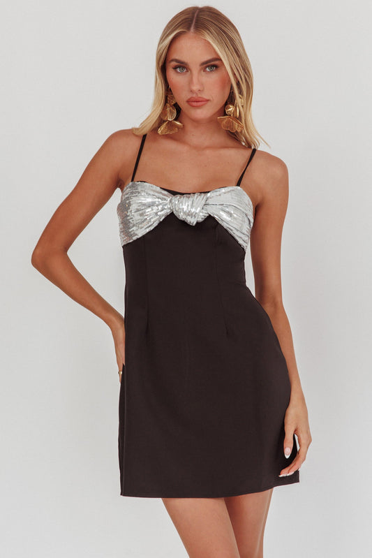 Sequin Bow Mini Dress