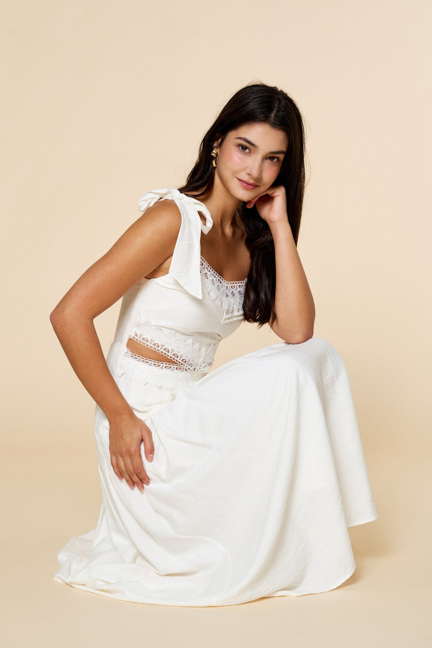 Lace Detail Cut Out Maxi Dress