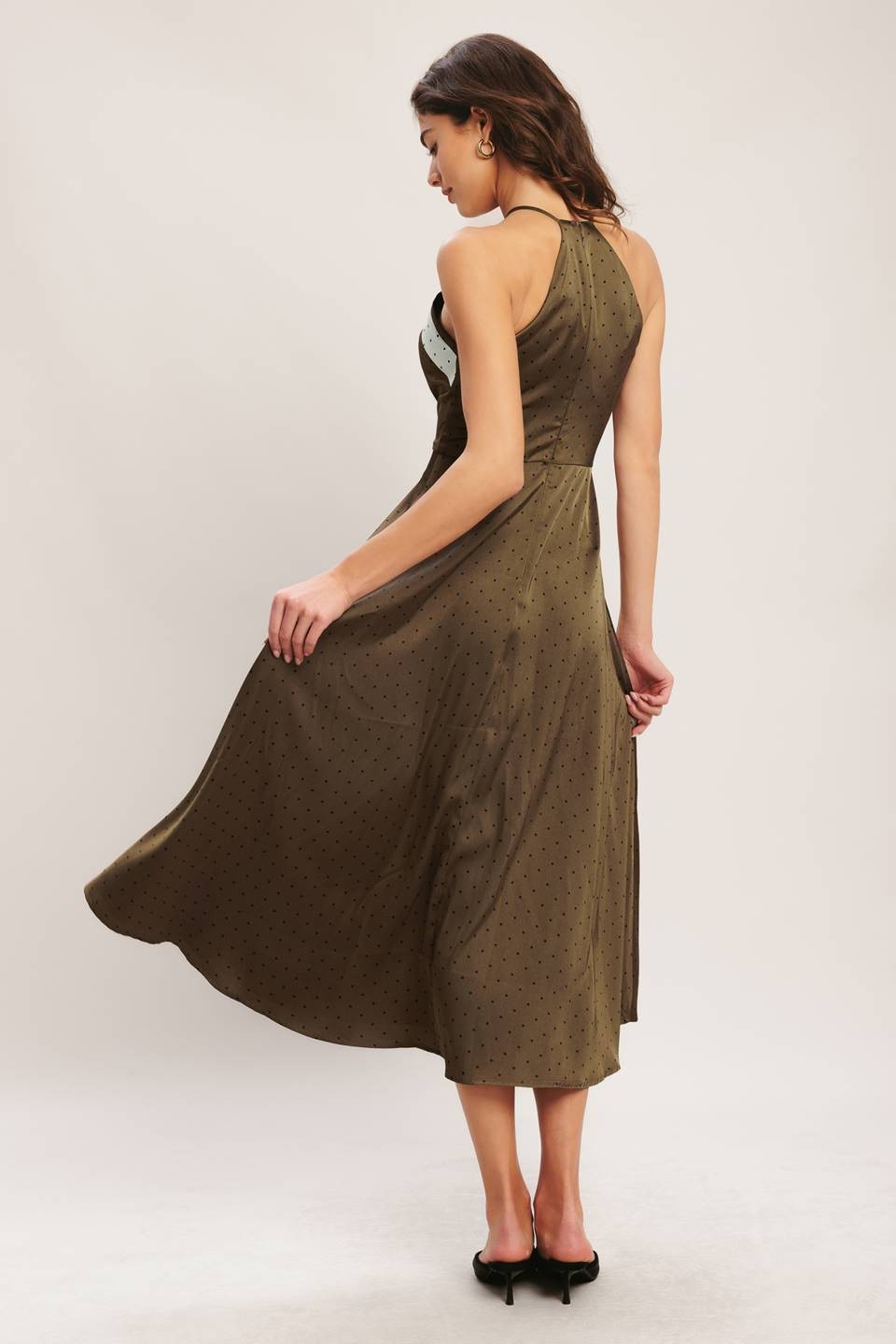 Espresso Satin Midi Dress