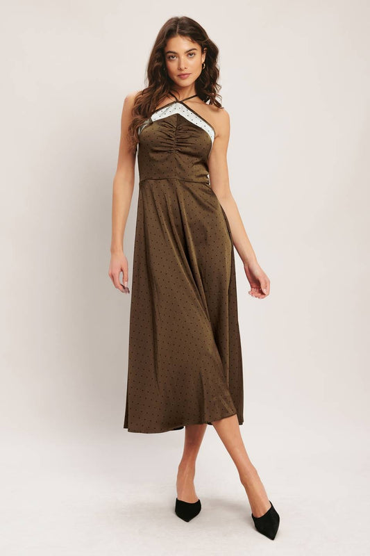Espresso Satin Midi Dress