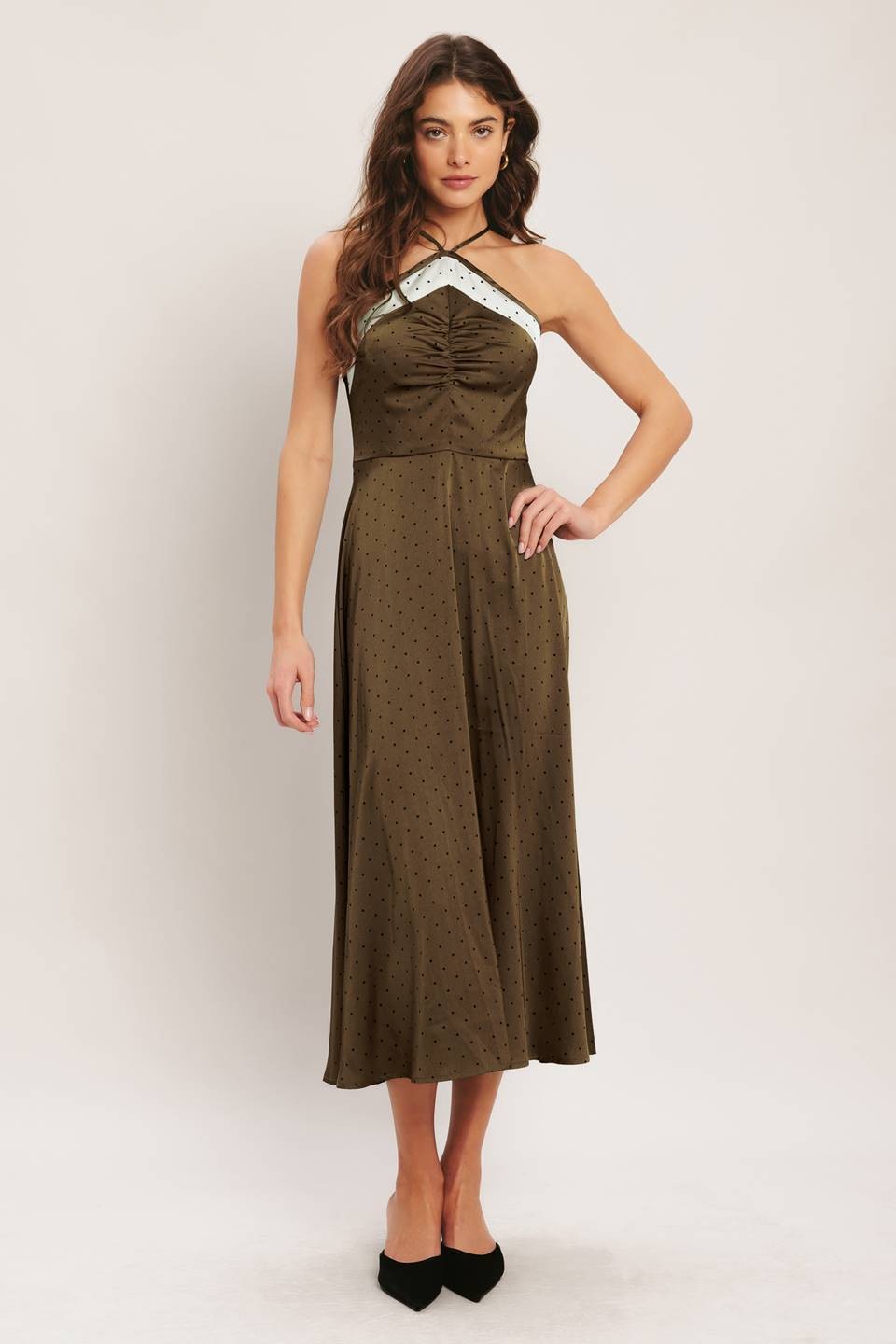 Espresso Satin Midi Dress