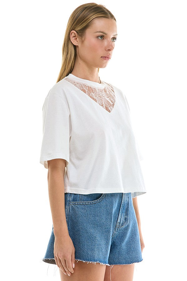Lace White Tee