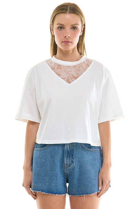 Lace White Tee