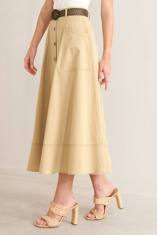 Khaki Solid Skirt