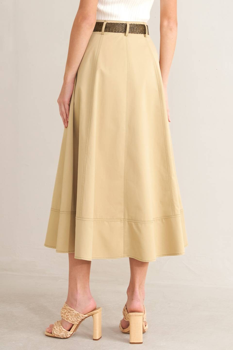 Khaki Solid Skirt
