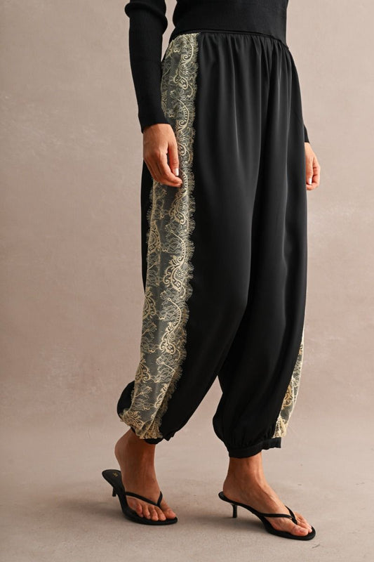 Satin Balloon Pants Black