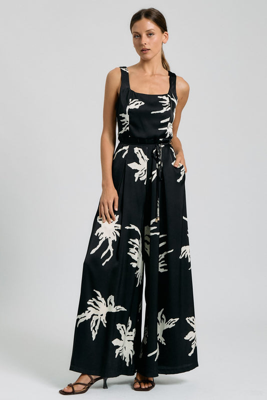 Floral Black and Ivory Jumpsuit