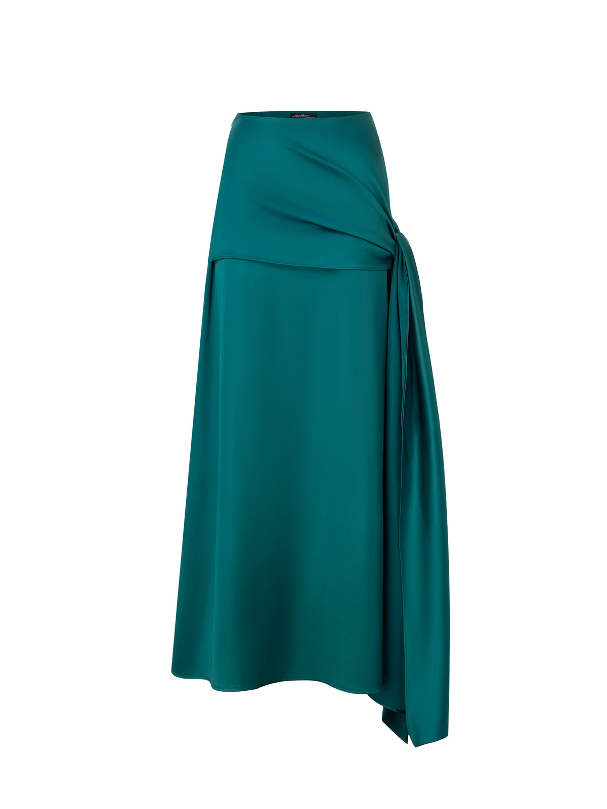 Teal Draped Waist Midi Skirt