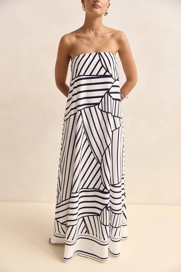 Soleo Printed Strapless Tube Dress