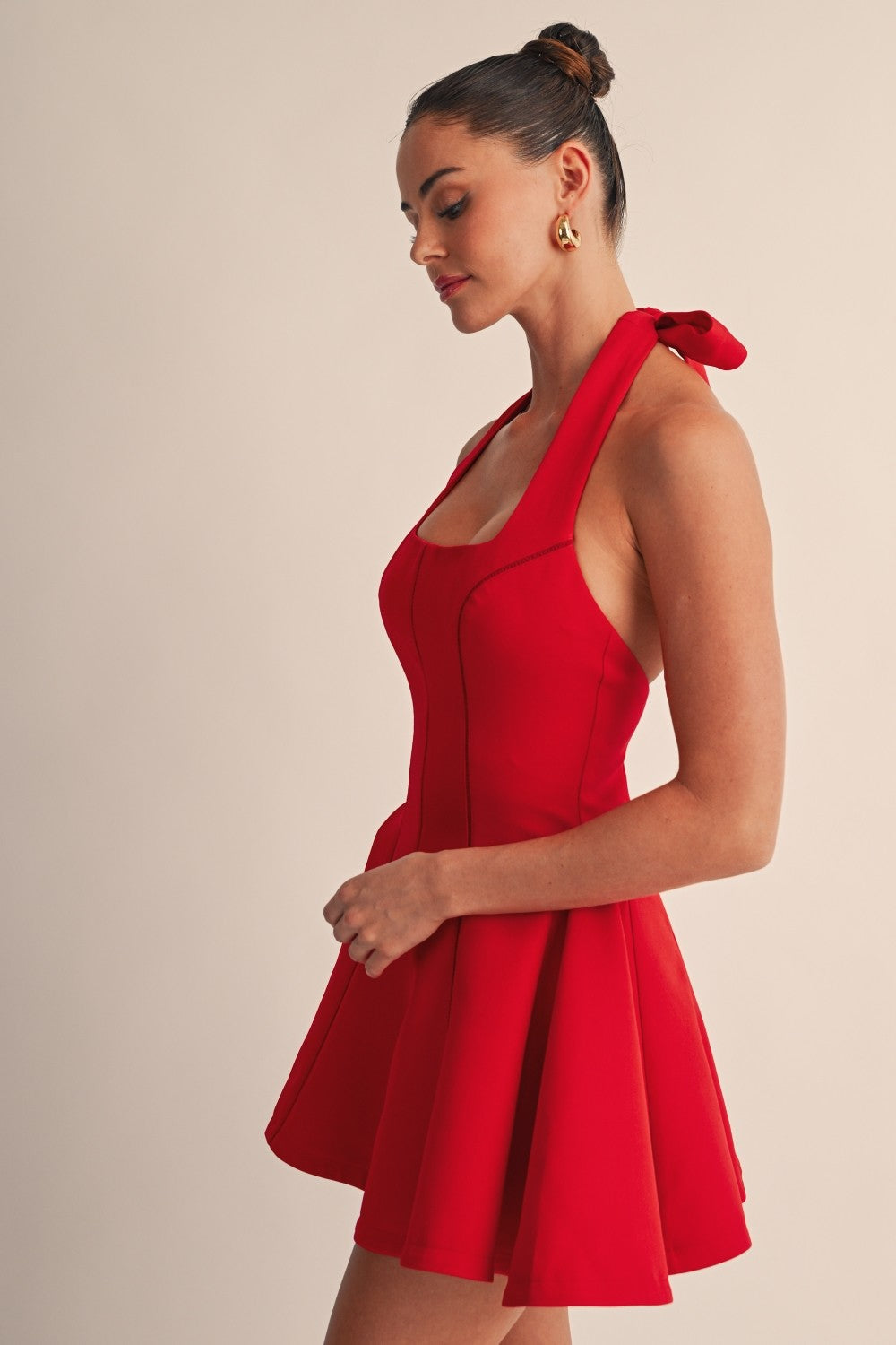 Veloure Red Mini Dress