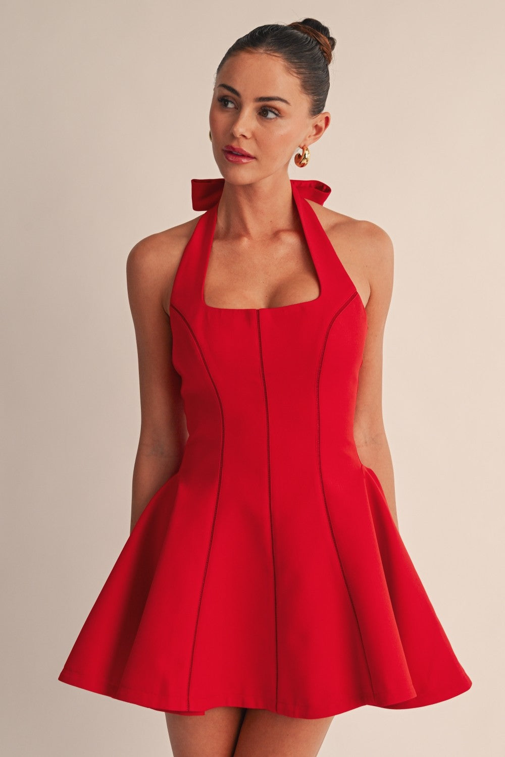 Veloure Red Mini Dress