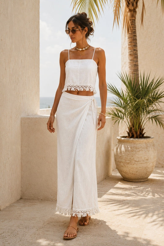 White Fringe Set