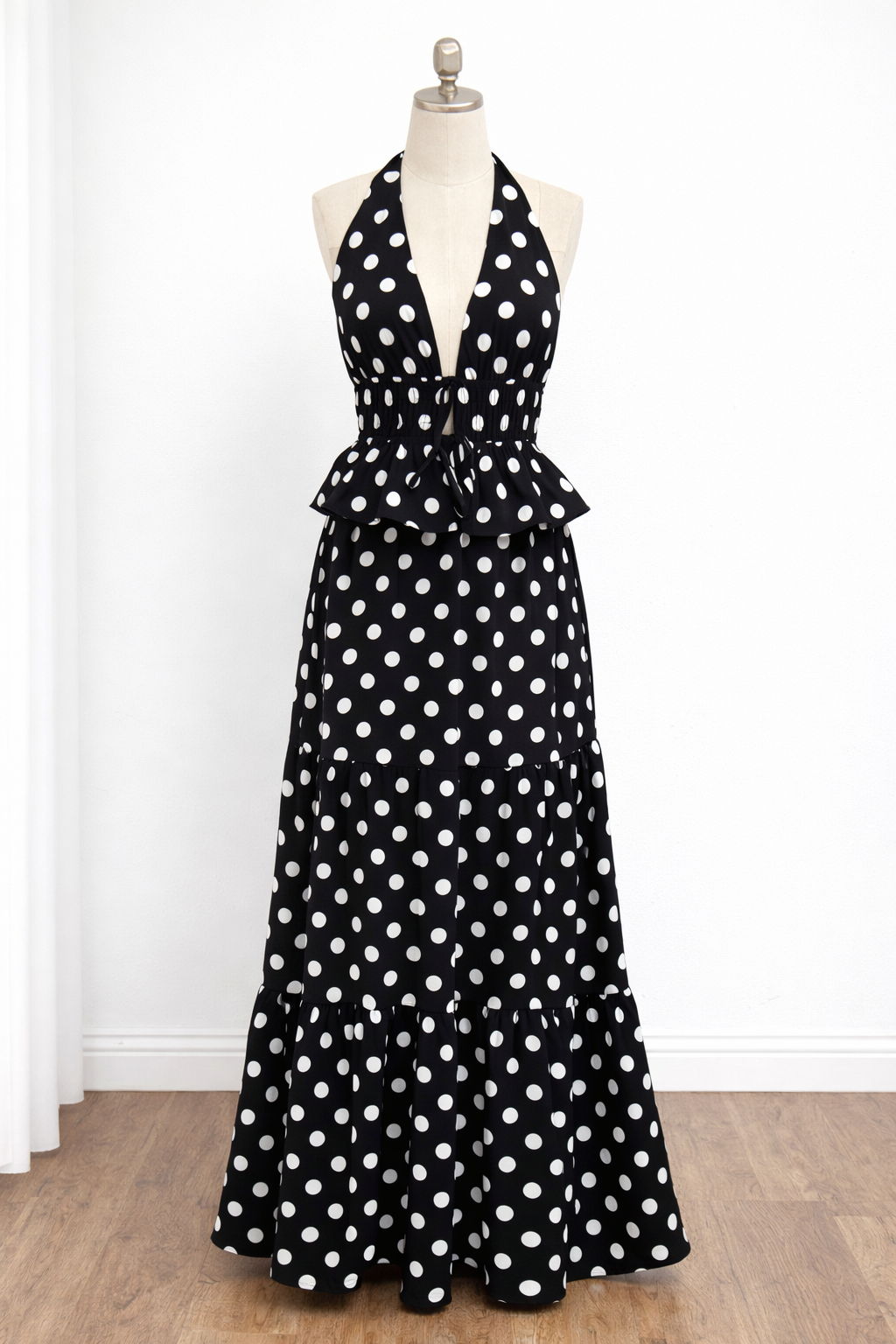 Polka Dot Halter Top & Maxi Skirt Set
