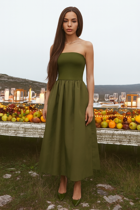 Olive Tube Top Maxi Dress