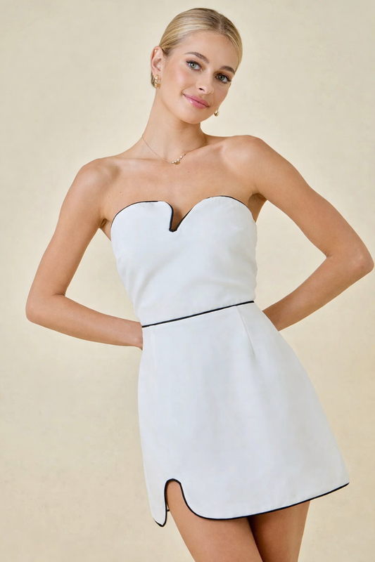 White Contrast Mini Dress